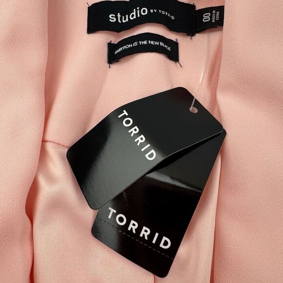 Torrid Studio Blazer 00 M/L Pink Shawl Collar Workwear Career Jacket NWT - Picture 4 of 11